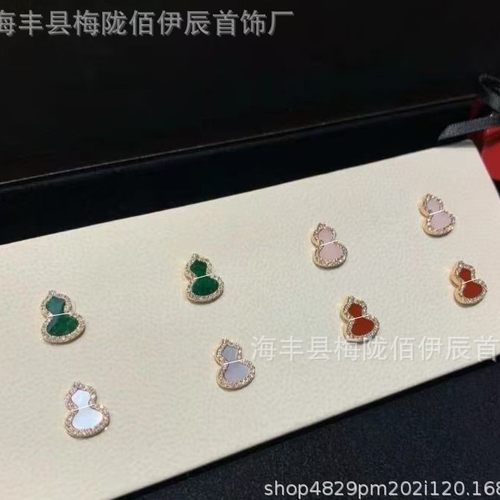 麒麟红绿葫芦耳钉女福禄饰