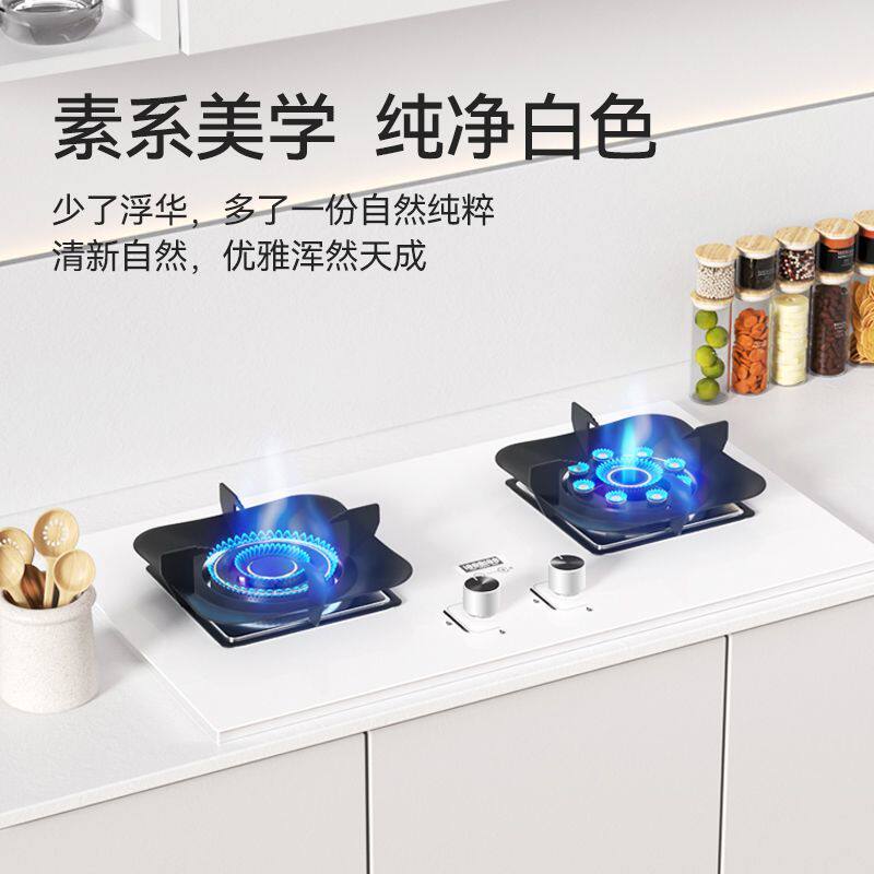 白色燃气灶双灶家用天然