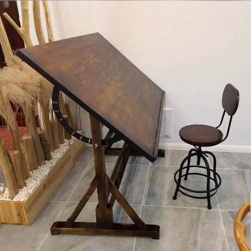 实木绘画桌美术画室专用画架设计师画图桌斜式调节画画桌工作台