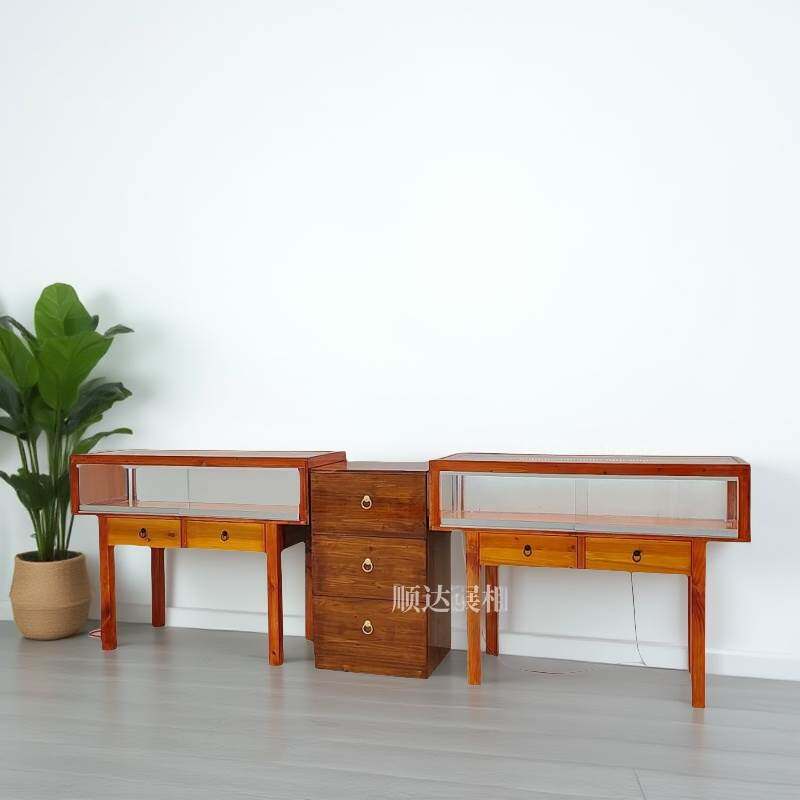 新款中式珠宝展示柜玉器首饰陈列柜饰品柜手串佛珠玻璃柜展柜定制
