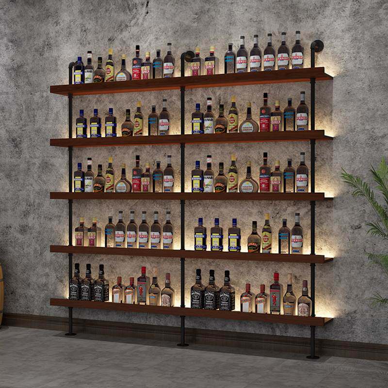 酒吧红酒落地架多层架餐厅靠墙置物架啤酒洋酒发光陈列铁艺展示架