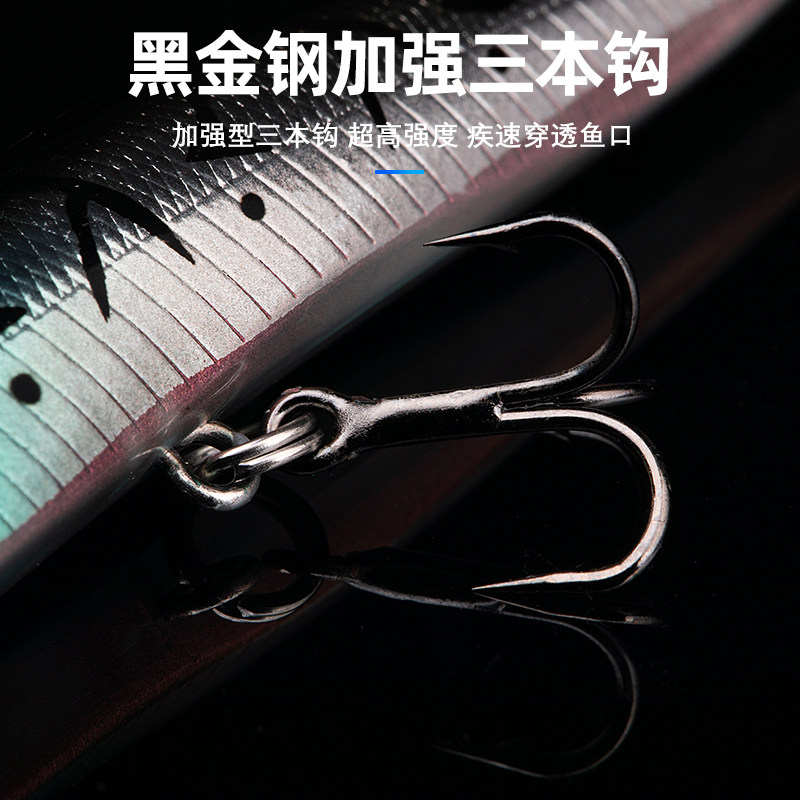 장거리 미놀룰루 베이트 천천히 가라앉는 장거리 수중 펜슬 페이크 베이트 틸트 입 특수 송어 및 배스 루미너스