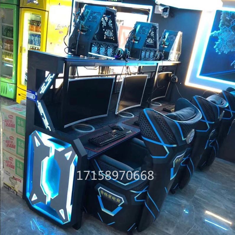 水冷桌子网吧电竞馆台式双人书桌一体座舱桌定制台式电脑桌机箱桌