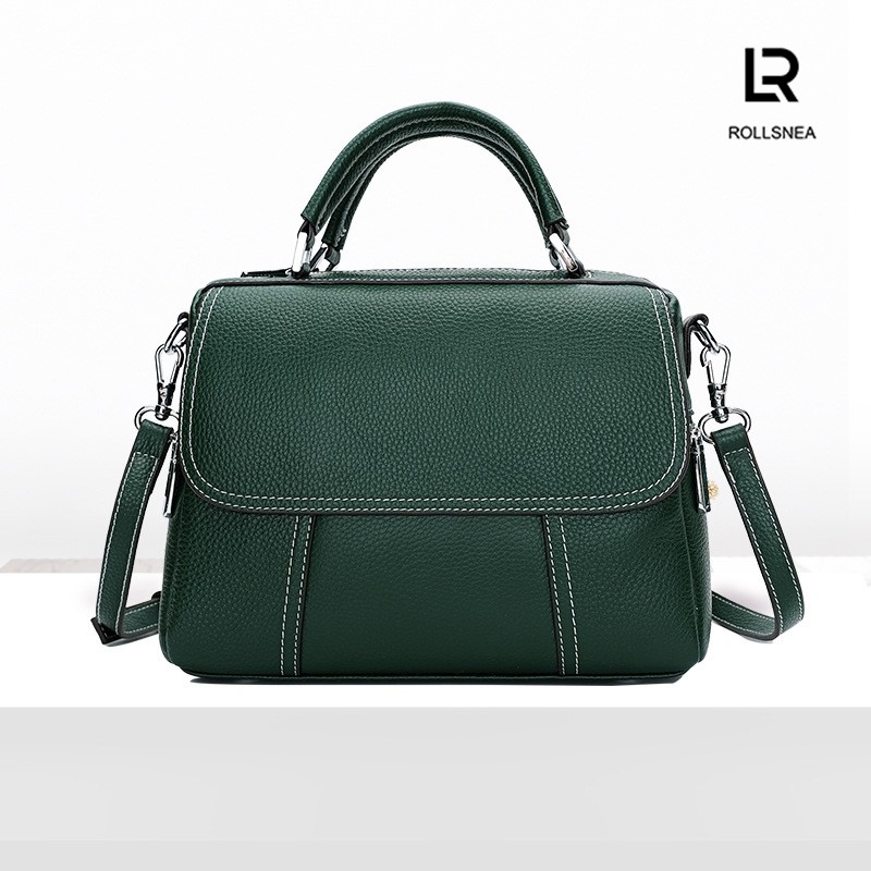 ROLLSNEA新款波士顿包mini中号大容量真皮斜挎单肩官方品牌时尚潮
