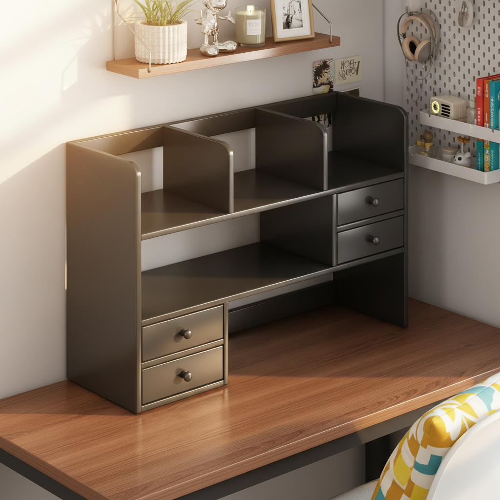 书架桌面置物架书桌实木书立多层