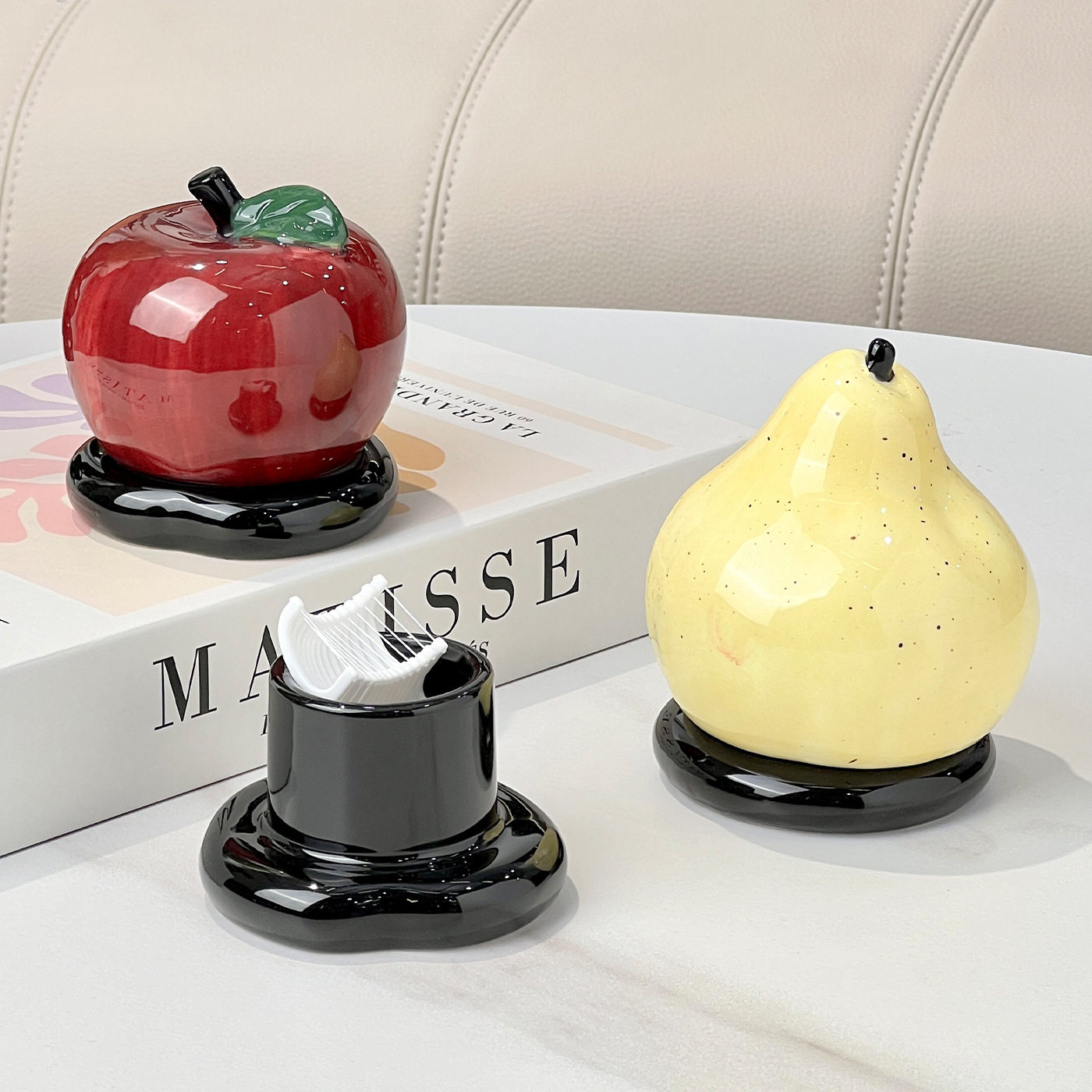 陶瓷鸭梨牙签筒创意客厅茶几牙签盒牙线盒棉签收纳罐家用桌面摆件,收纳整理,牙签筒,淘宝优惠券,粉丝福利购,淘宝优惠卷