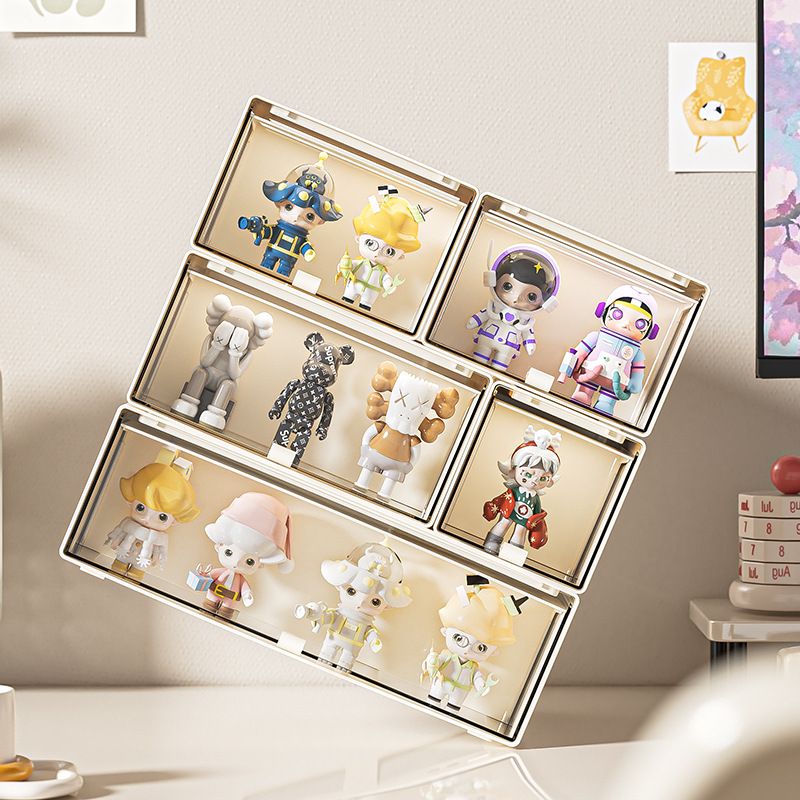 奶油风桌面手办收纳盒泡泡玛特
