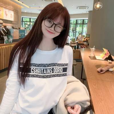 打底衫白上衣长袖T恤纯棉女