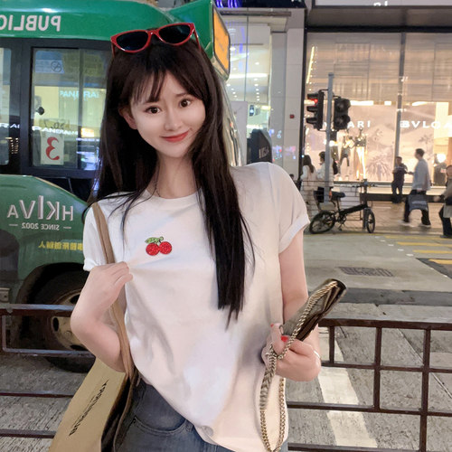 棉女欧货白色短袖T恤女