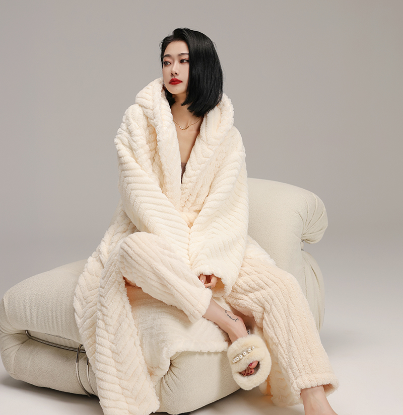 碧绒2023新款情侣睡衣女秋冬季珊瑚绒加绒加厚加长款冬天睡袍浴袍