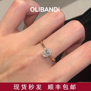 OBD原创实验室培育钻石女戒S925银椭圆爆闪形四爪鸽子蛋1克拉钻戒
