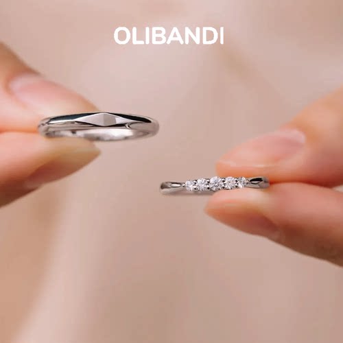 OBD培育钻石女戒S925银情侣对戒