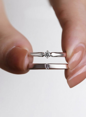 原创S925银情侣对戒小众设计