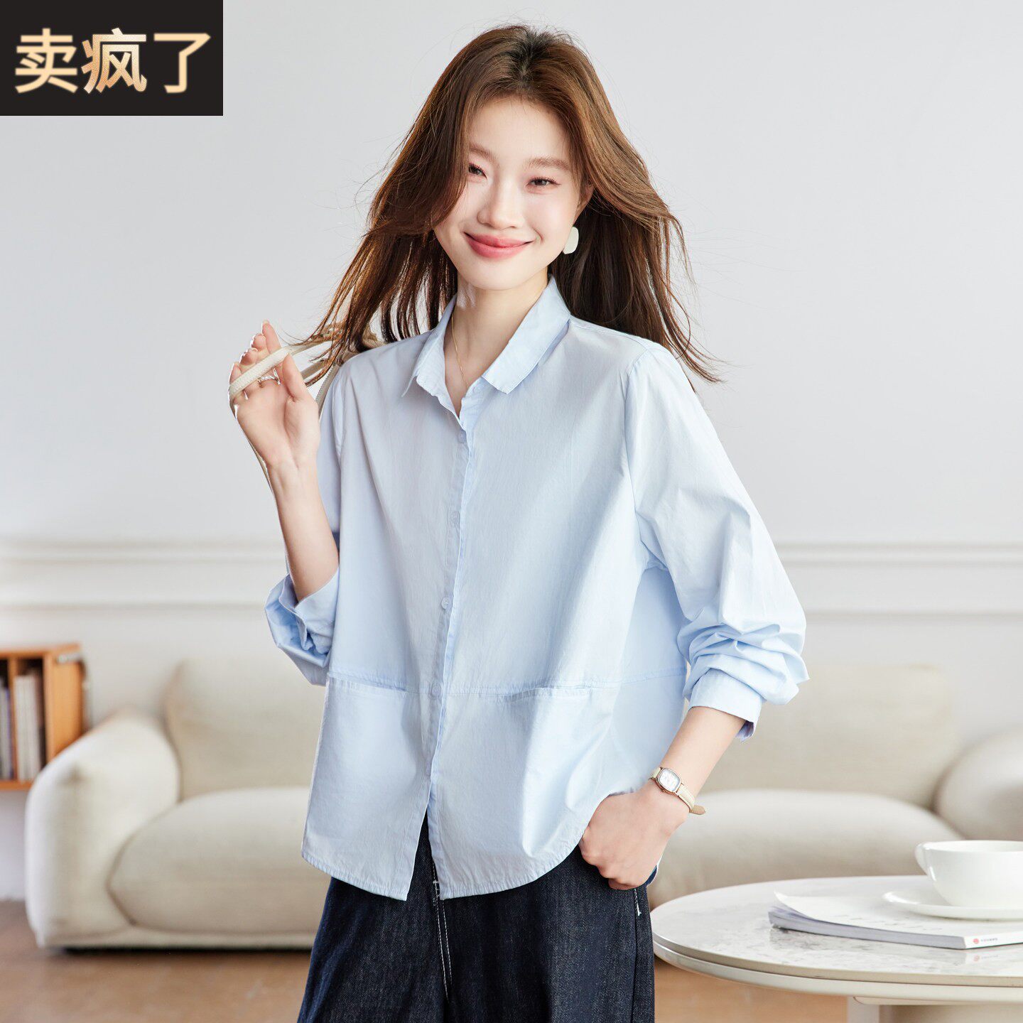 2026春秋新款纯棉韩式休闲风长袖衬衫女宽松通勤上衣小个子衬衣女