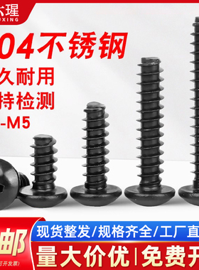 304黑色不锈钢十字圆头盘头平尾自攻螺丝钉自攻螺钉M2M2.3M3M4-M5