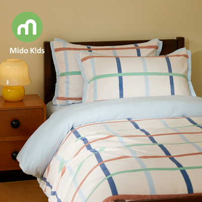 儿童四件套牛奶绒男童床上用品三件套女童法兰绒套件-海盐可可