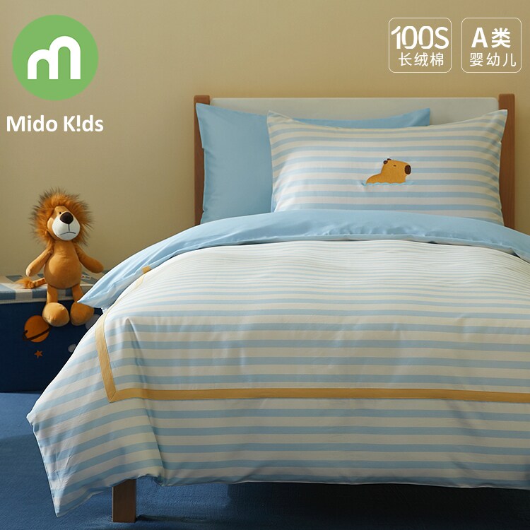 100支纯棉儿童四件套床上用品男童女童三件套床单被套-水豚爱洗澡