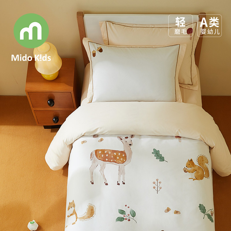 女童磨毛四件套纯棉秋冬儿童三件套床上用品被套床笠-秋日山野图片