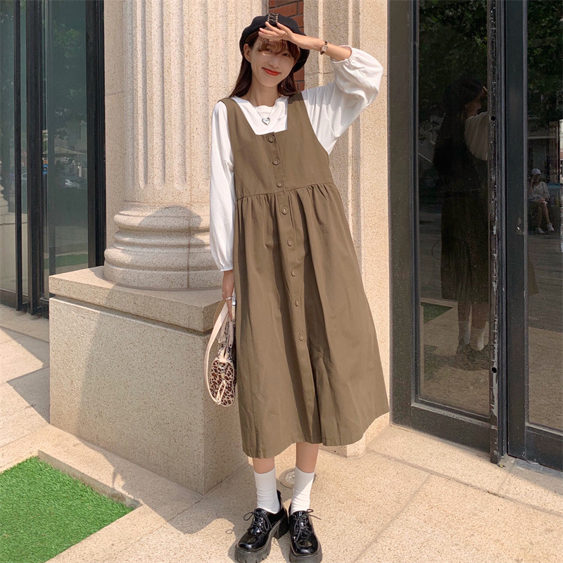 孕妇春装甜美连衣裙2023新款洋气减龄孕妇时尚套装两件套背带裙女