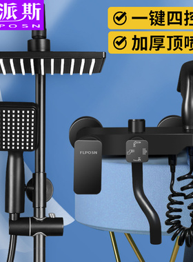 法国法派斯家用黑色白色花洒套装全铜喷头淋浴卫浴洗澡器增压FH11