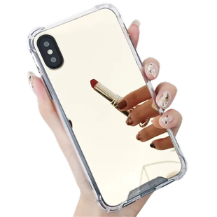 镜面适用苹果17pro/16手机壳iphone13/14四角防摔15补妆镜子11网红8plus女款苹果xsmax潮牌7硅胶se2软壳x全包