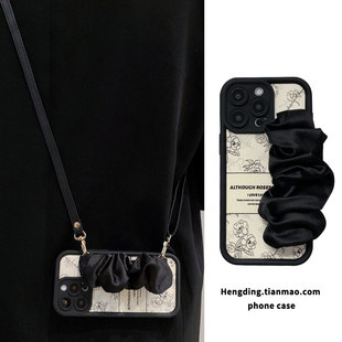 10气质女9软6pro挂脖5k防摔 7背带链k11斜挎reno11 高级感素描花丝巾弹力腕带适用oppoReno13 12手机壳Findx8