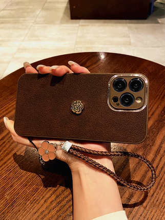 小香风金圈山茶花手绳适用oppoReno12/11/10手机壳K11x高档皮质Reno9/8保护套Findx6奢华x5创意女A2防摔7/6/5