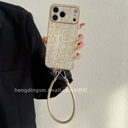 创意时尚高级感金色蛇皮纹适用oppoReno15/14手机壳A6皮革手提Findx9/8s轻奢X7高档reno13/12防摔A5手拎A3PRO