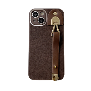高级月坑纹皮扣手腕带适用iphone17/16pro手机壳15华为pura70苹果13小米17斜挎背带链条vivo挂绳oppo荣耀300