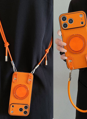 星宇橙皮纹360度旋转支架适用oppoReno15/14手机壳Findx9简约A6/5pro高档k13斜挎x8s+防摔k12手提11男女3背带