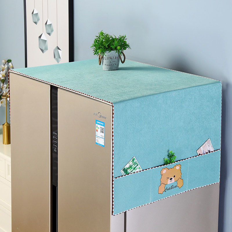 미끄럼 방지 냉장고 먼지 커버 천 이중 도어 상단 천 단일 도어 먼지 커버 북유럽 라이트 럭셔리 세탁기 범용 커버 천