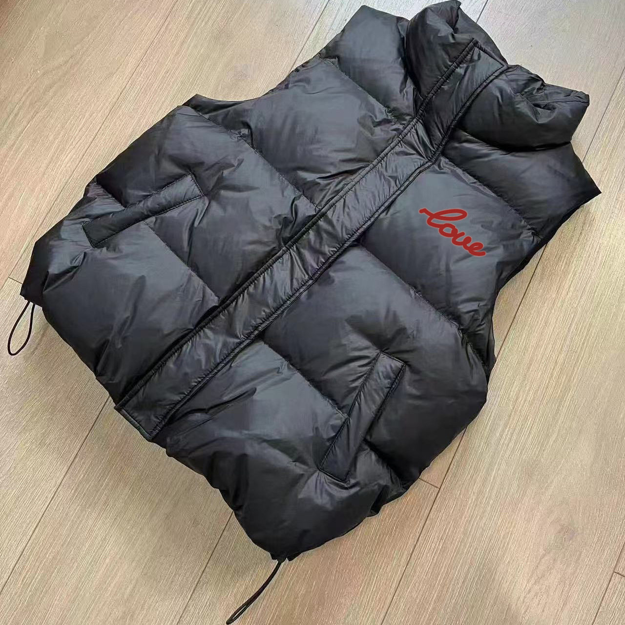 美系街头线条印花无袖坎肩立领马常规马甲