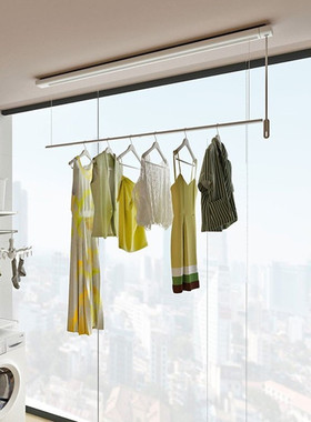 日本drywave隐形晾衣架升降日式隐藏嵌入式晾衣杆卧室内阳台飘窗