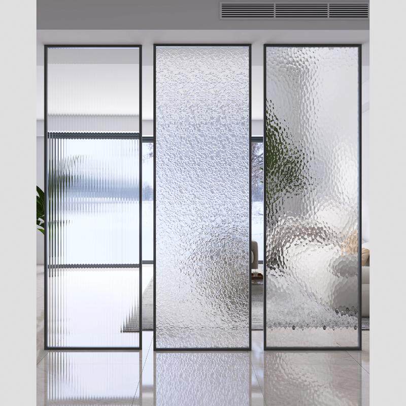 现代简约入户玄关客厅卫生间卧室餐厅水波纹屏风长虹艺术玻璃隔断