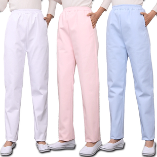 冬季加绒加厚款护士裤白色裤子一体绒医护工作裤松紧腰护士服裤子
