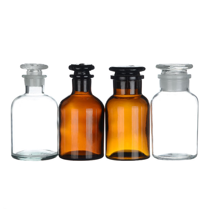 试剂瓶磨砂口透明广口瓶化学药棉酒精瓶分装加厚玻璃茶棕色玻璃瓶rich