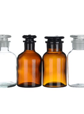 试剂瓶磨砂口透明广口瓶化学药棉酒精瓶分装加厚玻璃茶棕色玻璃瓶RICHLAB