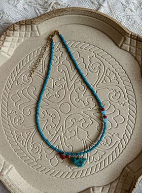 “小鸟樱桃 ”文艺复古琉璃串珠小众锁骨项链礼物