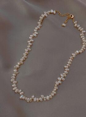 巴洛克小米粒淡水珍珠项链女气质网红时尚异形不规则珍珠锁骨链女