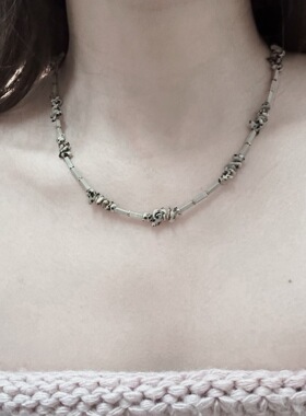 天然碎石斑点石串珠个性潮流新款锁骨链