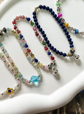 彩色石手链冰激凌夏季新款天然石手链小众串珠原创设计饰品