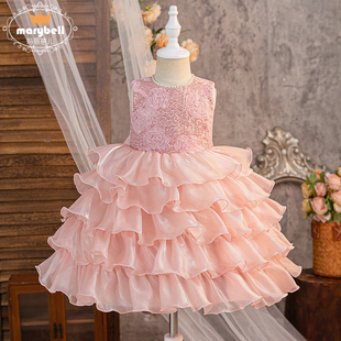 儿童演出生日公主裙女童小主持人轻奢party小礼服蛋糕蓬蓬连衣裙