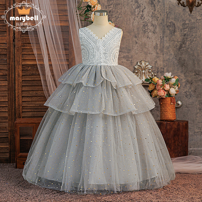 儿童礼服2025新款公主裙女孩生日花童蓬蓬纱女童主持人走秀晚礼服