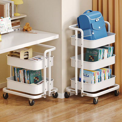 书包置物架移动小推车多层桌下书本收纳书架带轮落地桌边放包神器