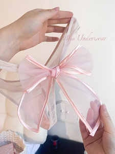 钓系美人～法式欧根纱大蝴蝶结超薄丁字纯欲仙气少女内裤