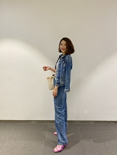 鎏金岁月高腰直筒无弹力拉腿神器牛仔裤 2022秋季 新款