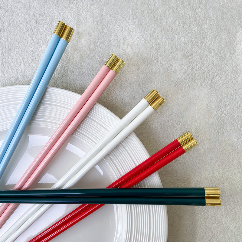 陶瓷骨瓷筷子抗菌铜头易清洗家用时尚礼品筷餐具福字时尚陶瓷筷子