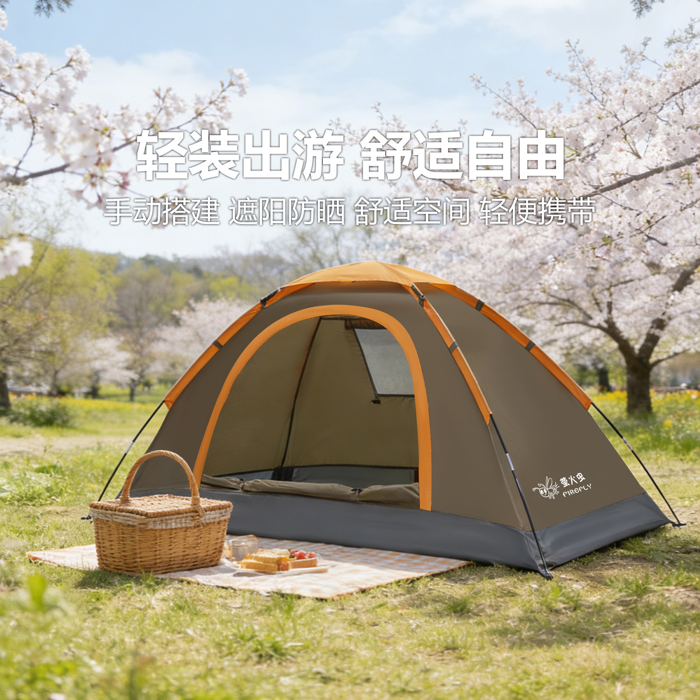 萤火虫单人帐篷户外1人防雨野外露营超轻便携式沙滩钓鱼徙步