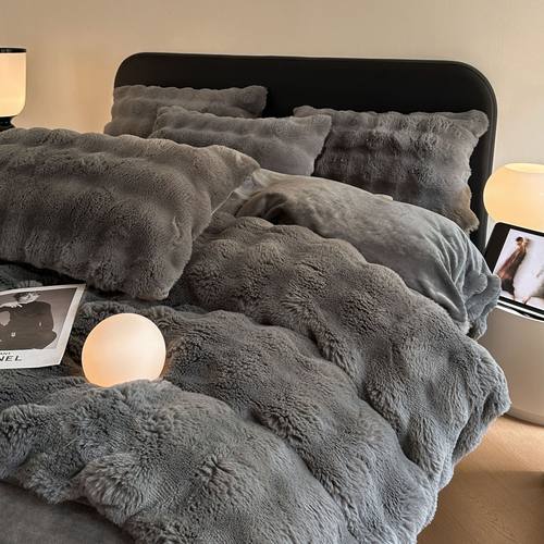 秋冬爆款A类獭兔毛牛奶绒四件套加厚保暖高克重兔兔绒爆品款