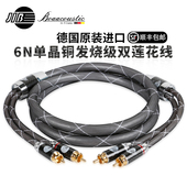 JIB德国蟒蛇原装 进口高端发烧级6N单晶铜2RCA双莲花线信号音频线CD机接胆机功放镀金接头双层屏蔽HF002